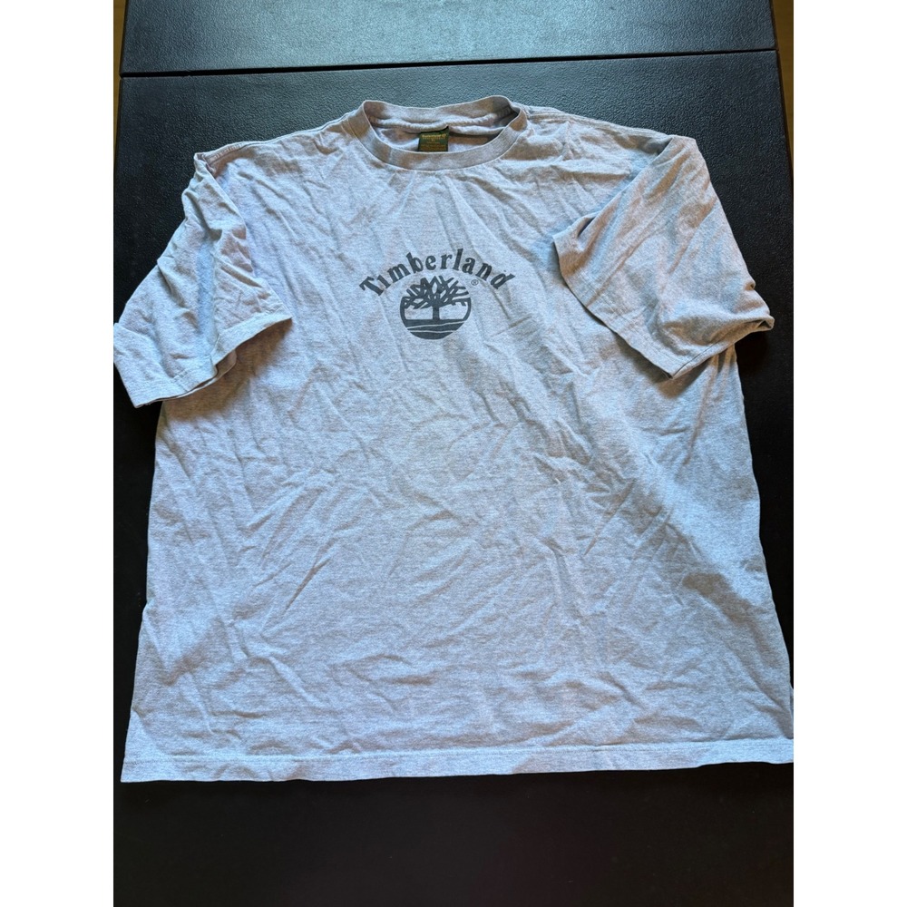 Vintage Timberland Weathergear Mens XL Gray Logo T-Shirt Made in USA Cotton SS